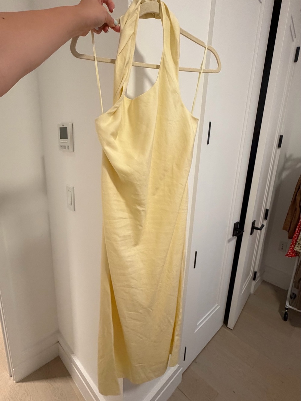 COS Light Yellow Halter Midi Dress